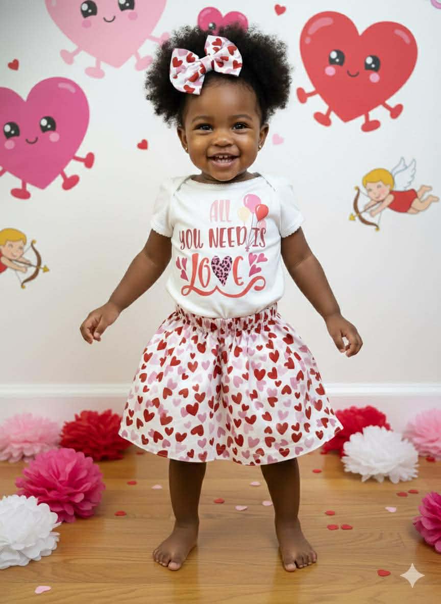 One‑of‑a‑Kind Handmade 100% Cotton Toddler Girl Outfits – Valentine Collection