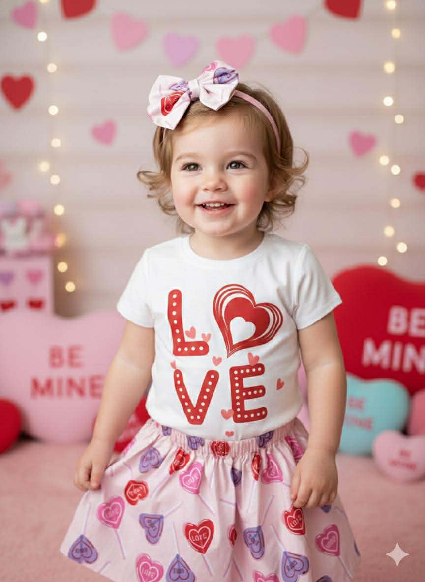 One‑of‑a‑Kind Handmade 100% Cotton Toddler Girl Outfits – Valentine Collection