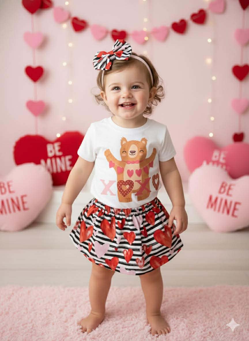 One‑of‑a‑Kind Handmade 100% Cotton Toddler Girl Outfits – Valentine Collection
