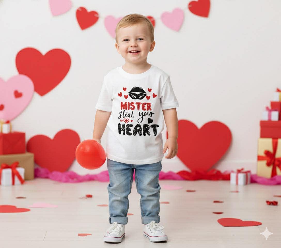 Boy's Valentine's Day Tees- Short or Long Sleeve Option