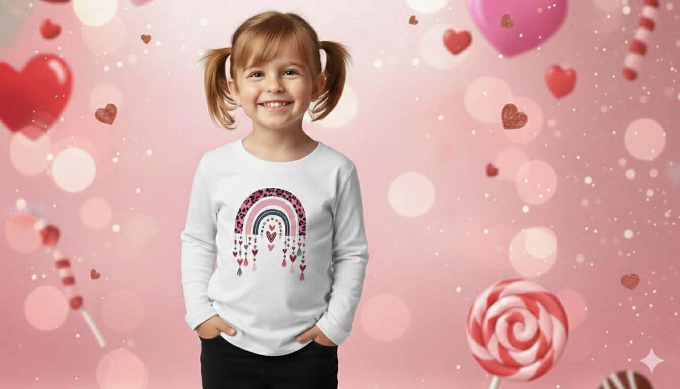 Girl's Handmade Valentine's Day Tees- Short or Long Sleeve Options