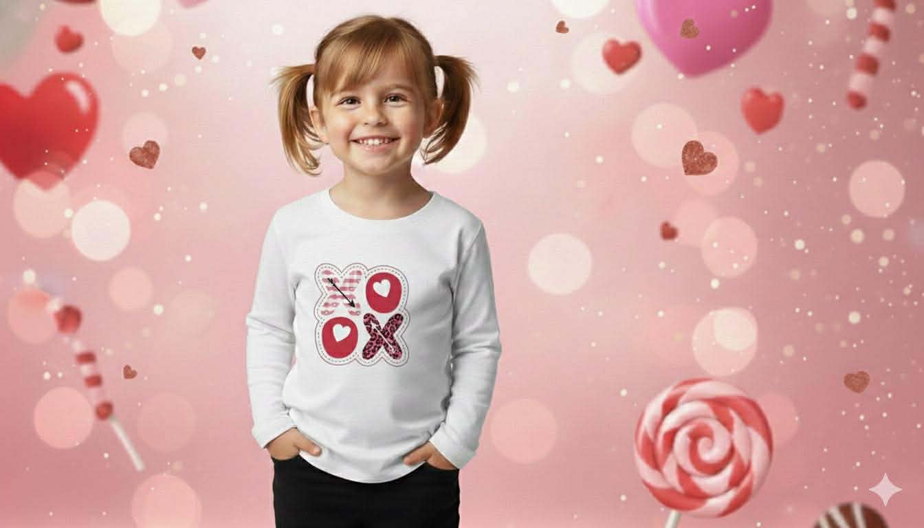 Girl's Handmade Valentine's Day Tees- Short or Long Sleeve Options