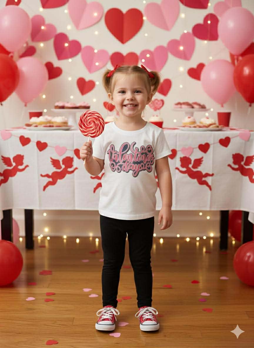 Girl's Handmade Valentine's Day Tees- Short or Long Sleeve Options