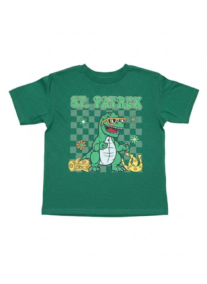Boys’ Handmade “St. Patrex” Dino St. Patrick’s Day Shirt 
