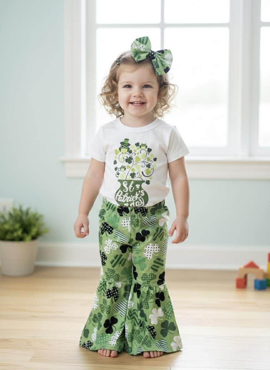 Handmade Girl's St. Patrick's Day Outfits- Clover Pattern Collection