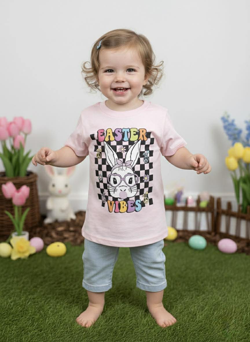 Girls Handmade Easter Vibes Tee Shirt