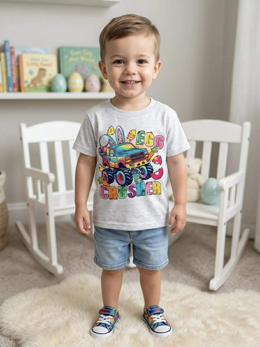 Boy's Easter Egg Crusher Monster Truck Tee Shirt