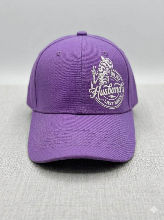 Women's Purple "On My Husband's Last Nerve" Baseball Cap (Handmade)