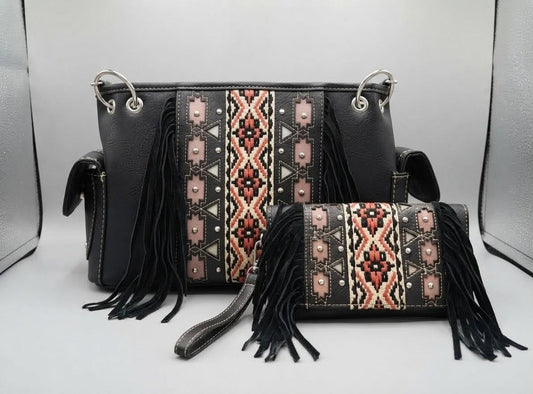 Southwestern Aztec Concealed Carry Handbag & Matching Crossbody Wallet Set