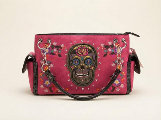 Western Style Sugar Skull Conceal Carry Handbag Purse