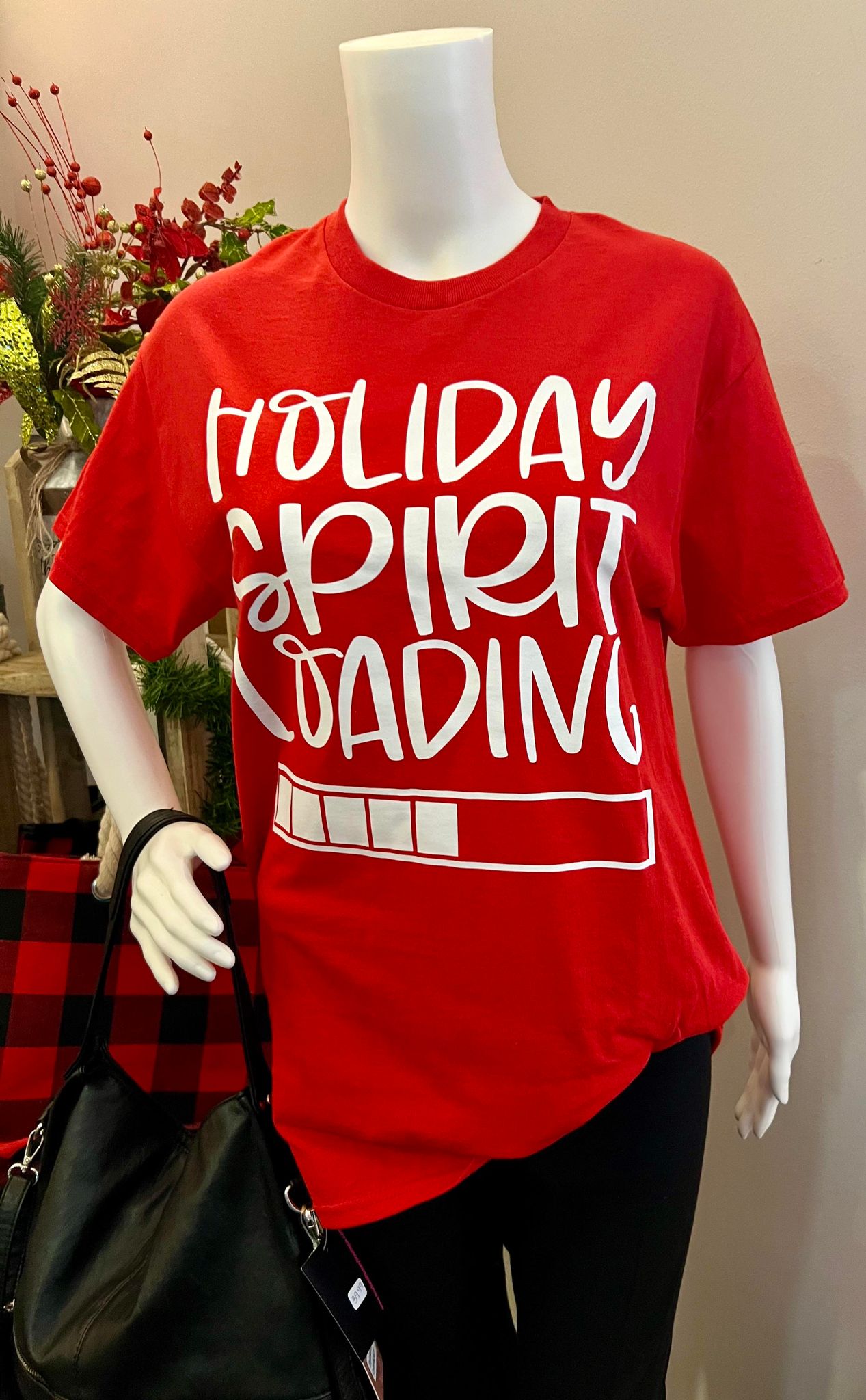 Women's Christmas Holiday Spirit Loading Graphic Tee Shirt