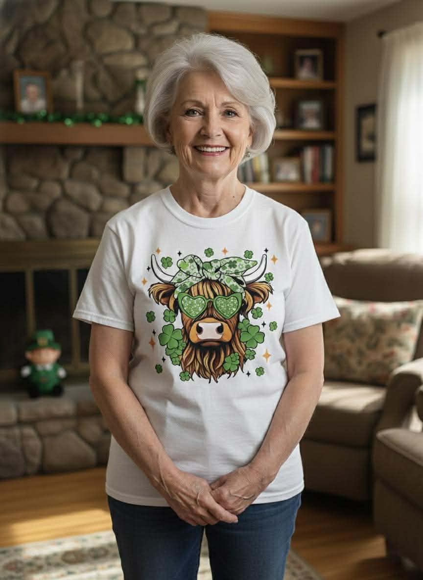 Women’s Highland Cow St. Patrick’s Day Tee