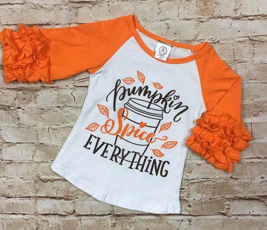 Girl's Fall Pumpkin Spice Everything Raglan Tee Shirt