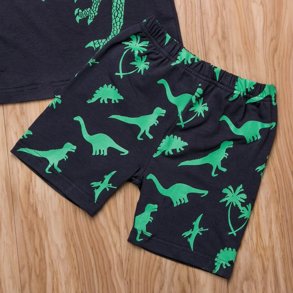 Boy's Navy Dino Shorts Outfit