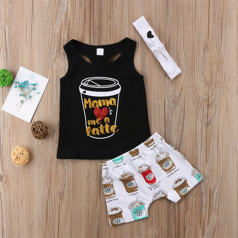 Girl's Mama Loves Me A Latte 3 Piece Boutique Outfit