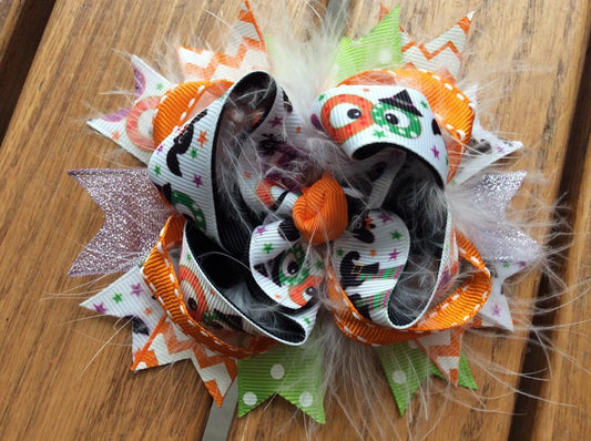 Halloween BOO Boutique Stacked Hair Bow