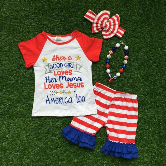 Girl's Patriotic She's a Good Girl Fourth of July Outfit