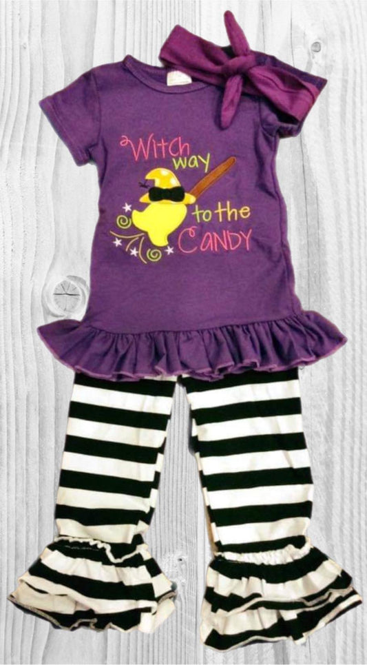 Girl's Witch Way to the Candy Halloween Boutique Outfit