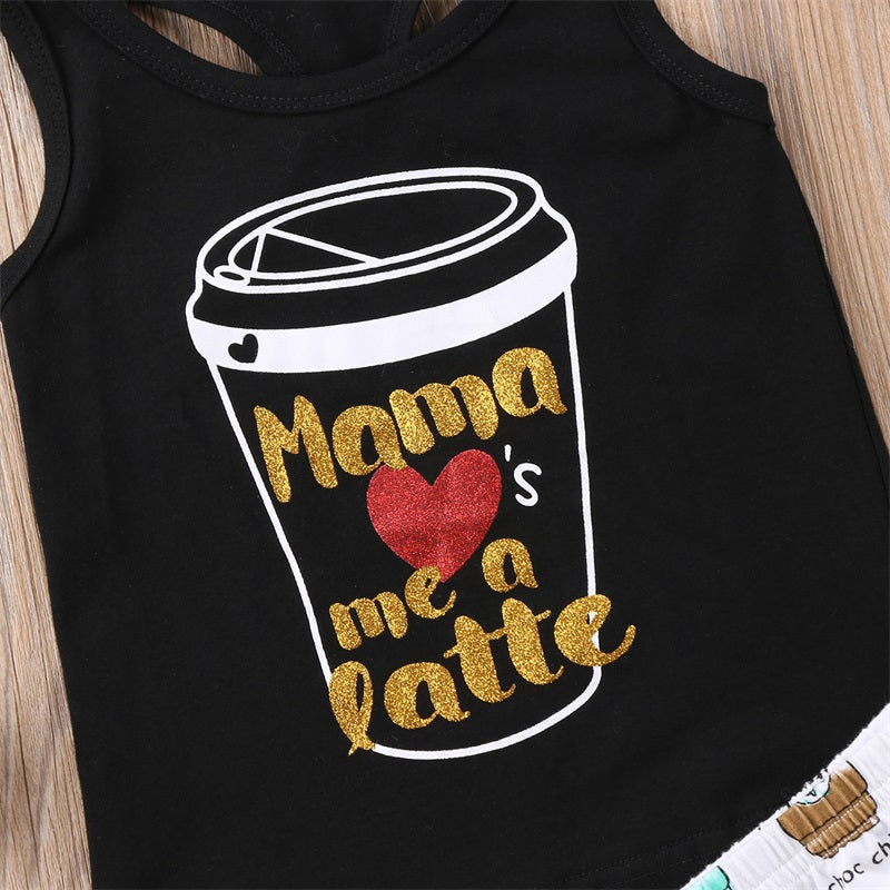 Girl's Mama Loves Me A Latte 3 Piece Boutique Outfit