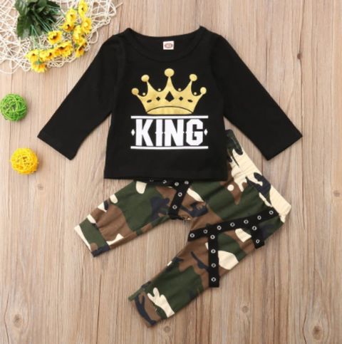 Boys King Camo 2 Piece Outfit
