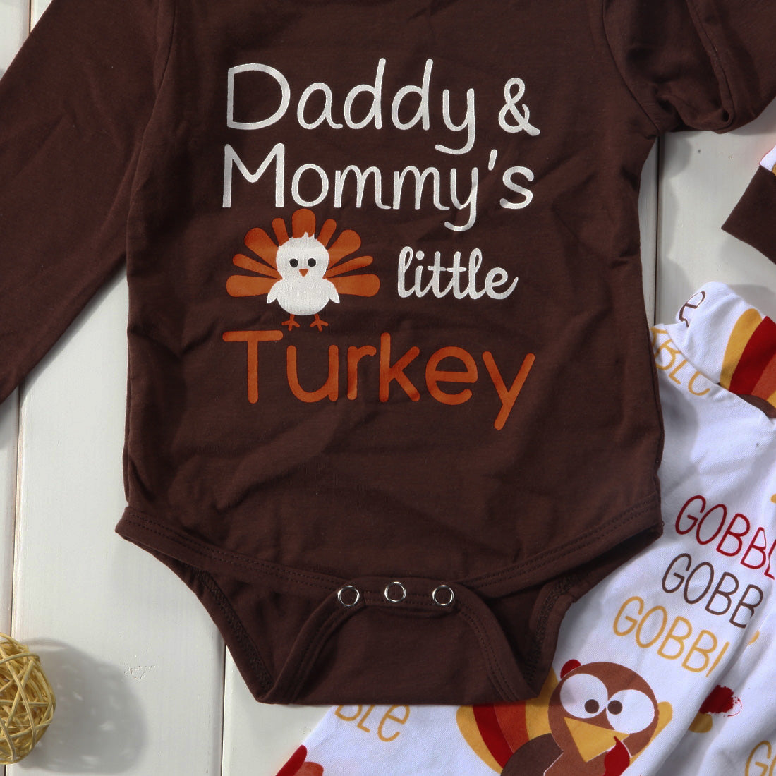 Infant Unisex Daddy & Mommy's Little Turkey Thanksgiving 4 Pc Outfit