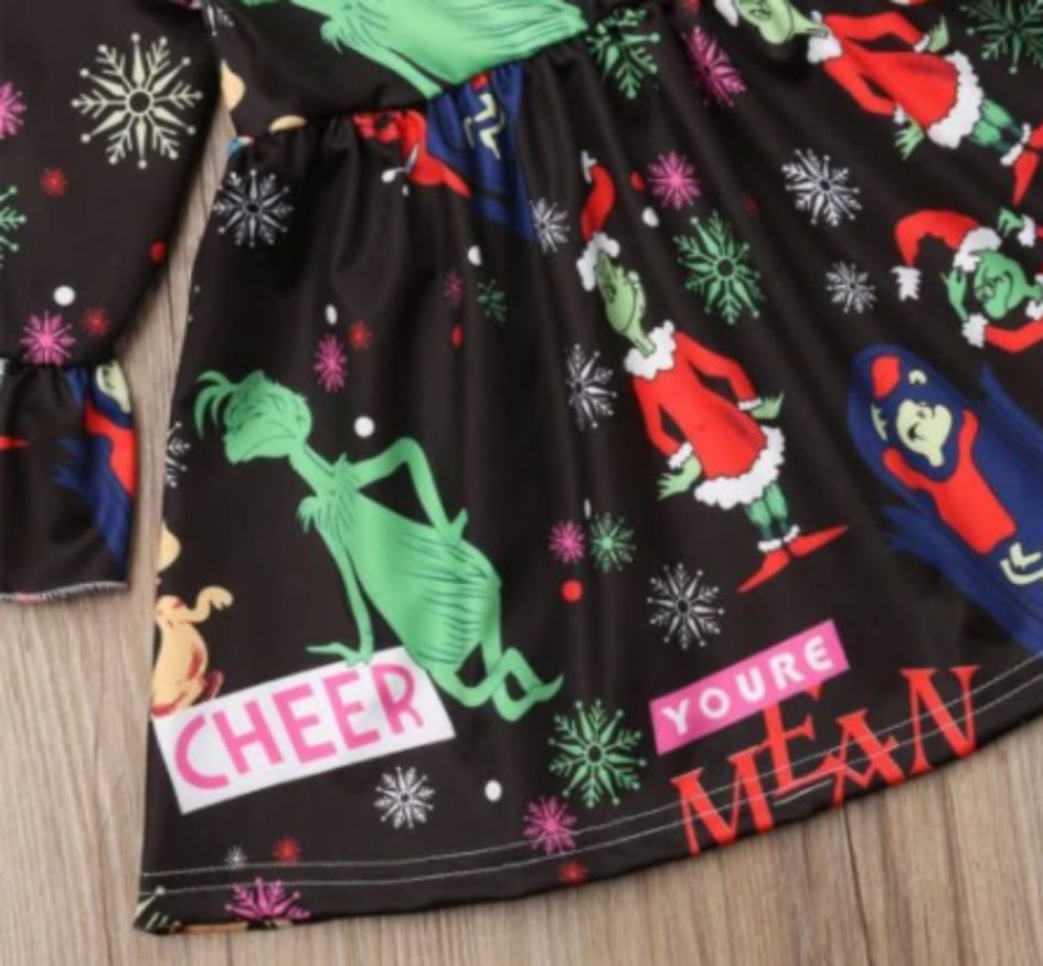 Girl's Christmas Grinch You're A Mean One Dress