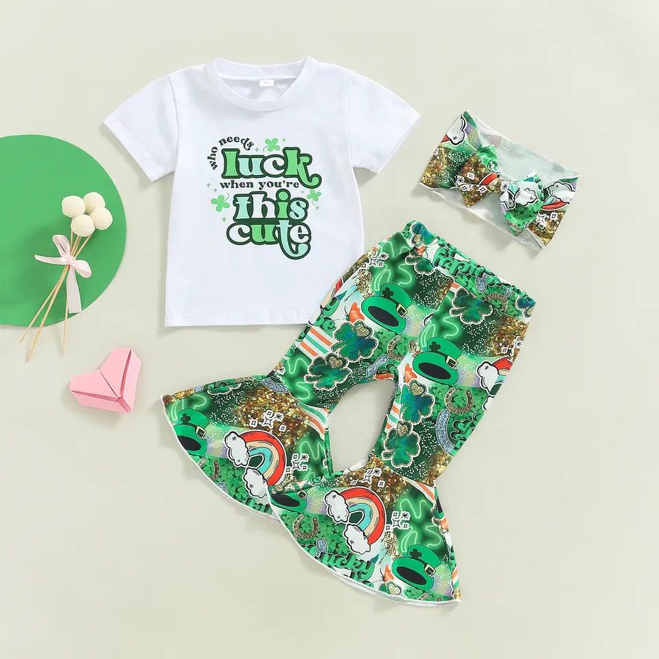 Girl's St. Patrick's Day Who Needs Luck Outfit