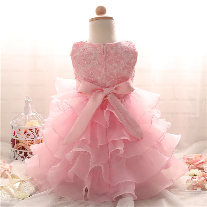 Girl's Solid Colored Ruffled Easter Dress