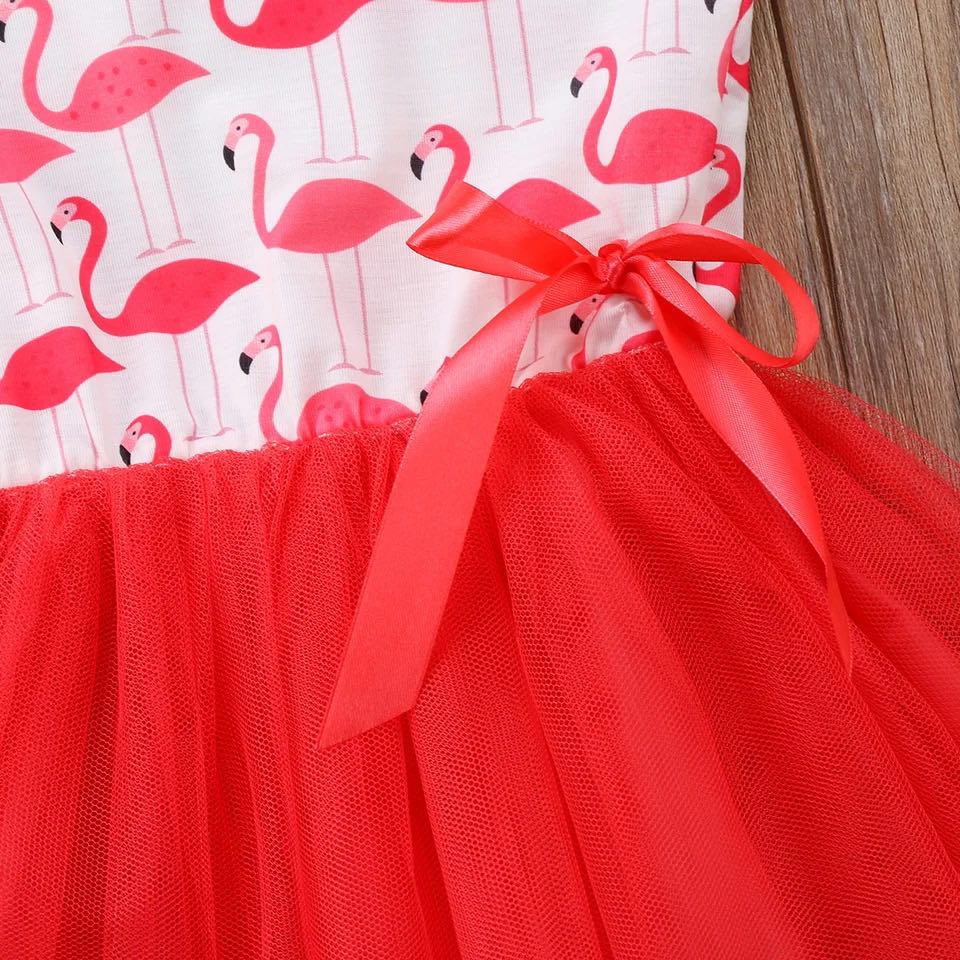 Girl's Pink Flamingo Print Tutu Dress