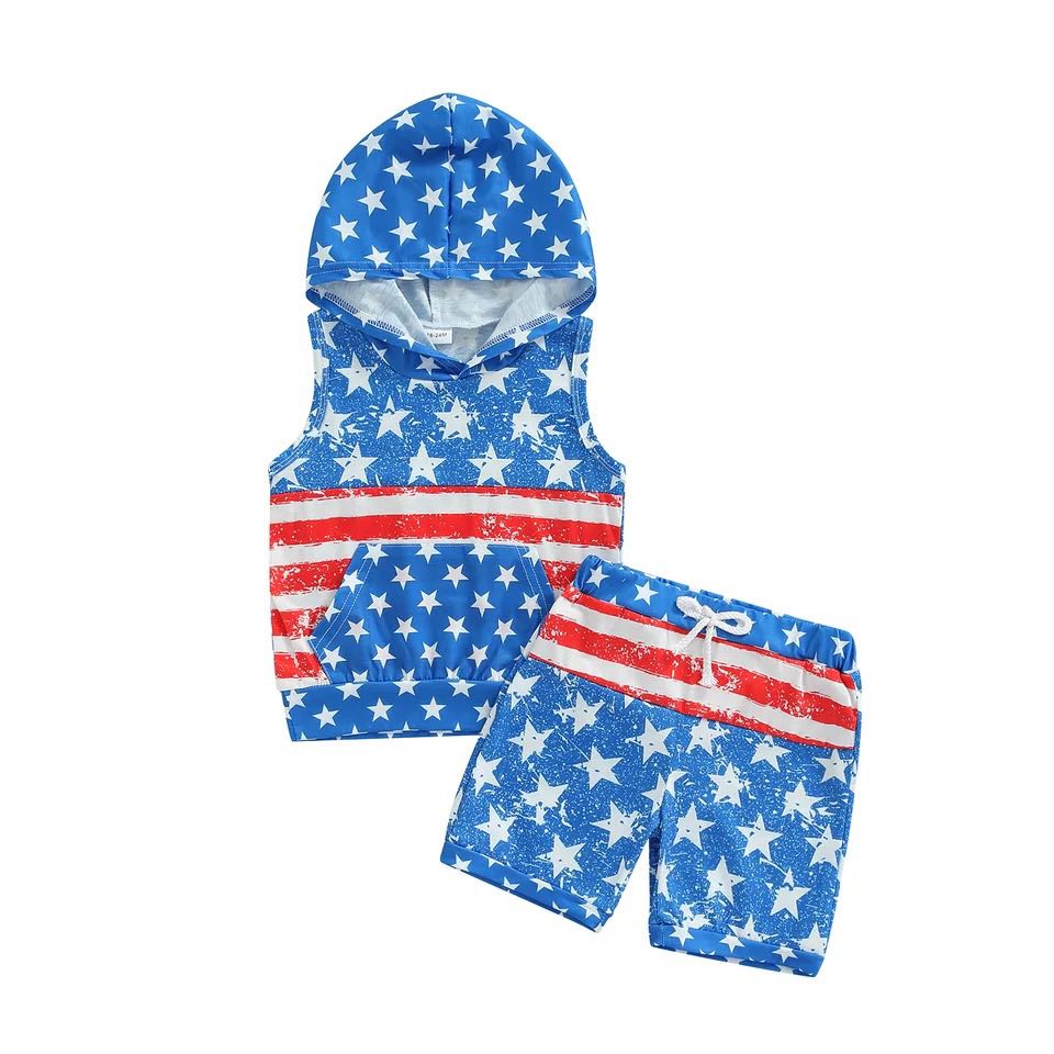 Boy's Hooded Stars and Stripes Outfit