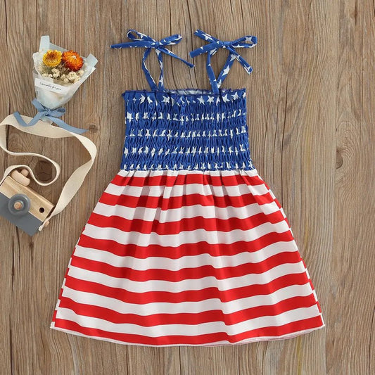Girl's Patriotic American Flag Dress