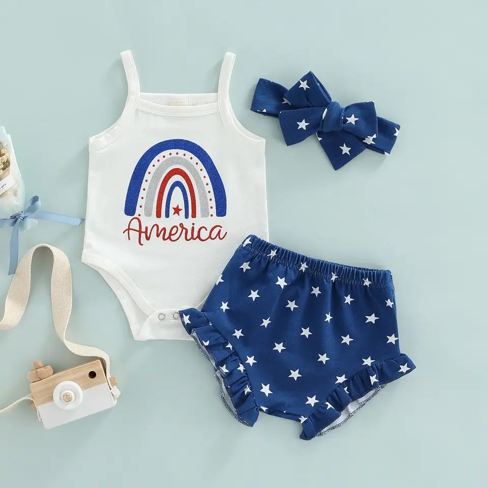 Girl's Patriotic Rainbow America Outfit