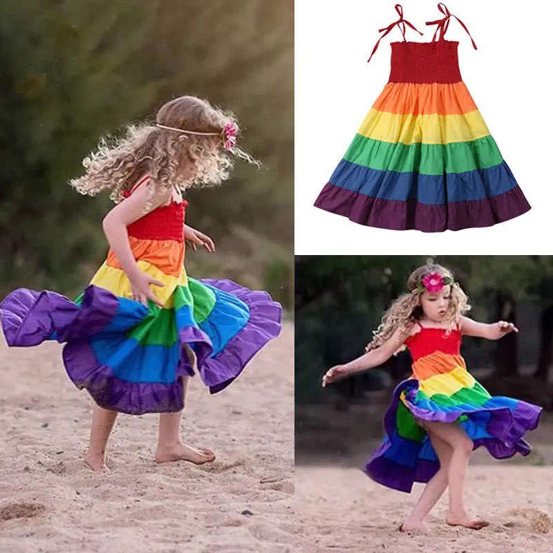 Girl's Rainbow Twirl Dress