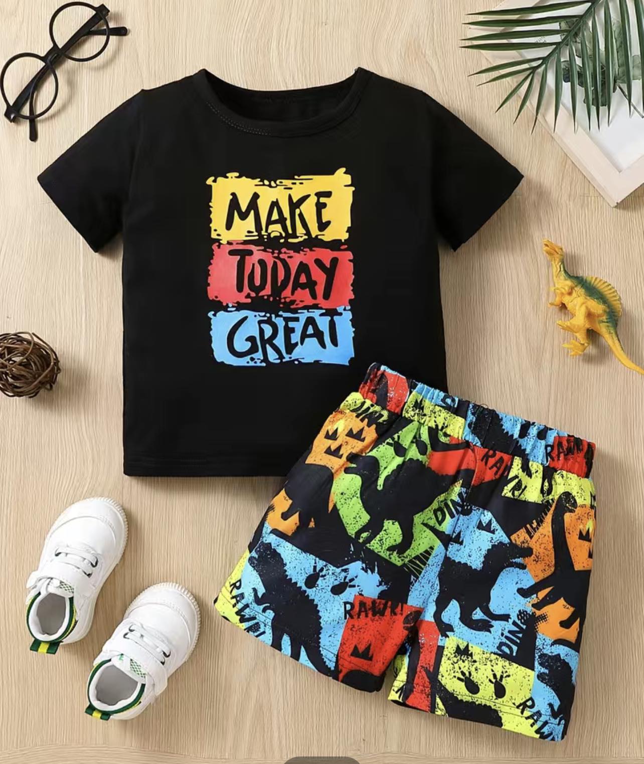 Boy's Dino Make Today Great Outfit