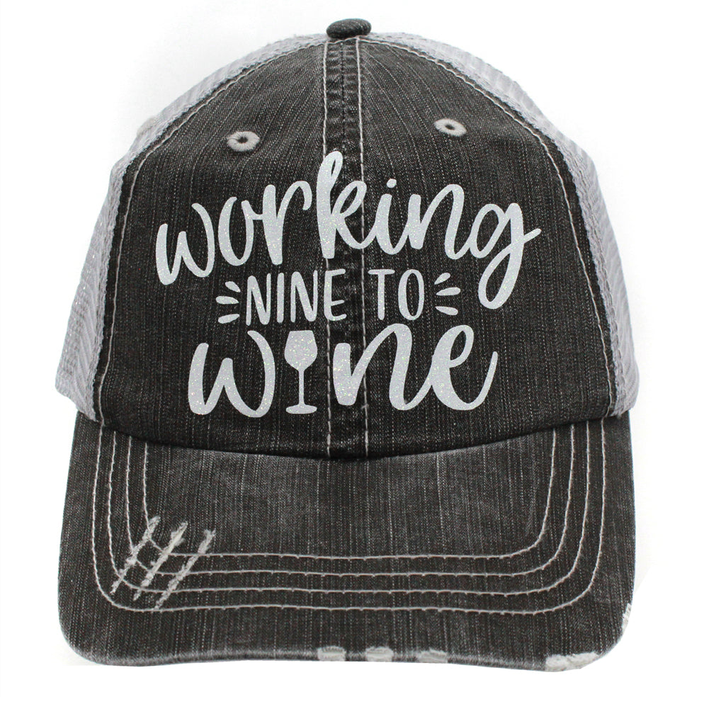Women's Working Nine to Wine Trucker Style Baseball Cap Hat