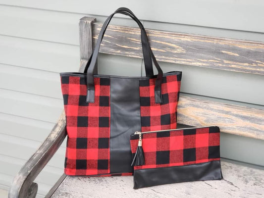 Patterned Tote and Cosmetic Bag Set