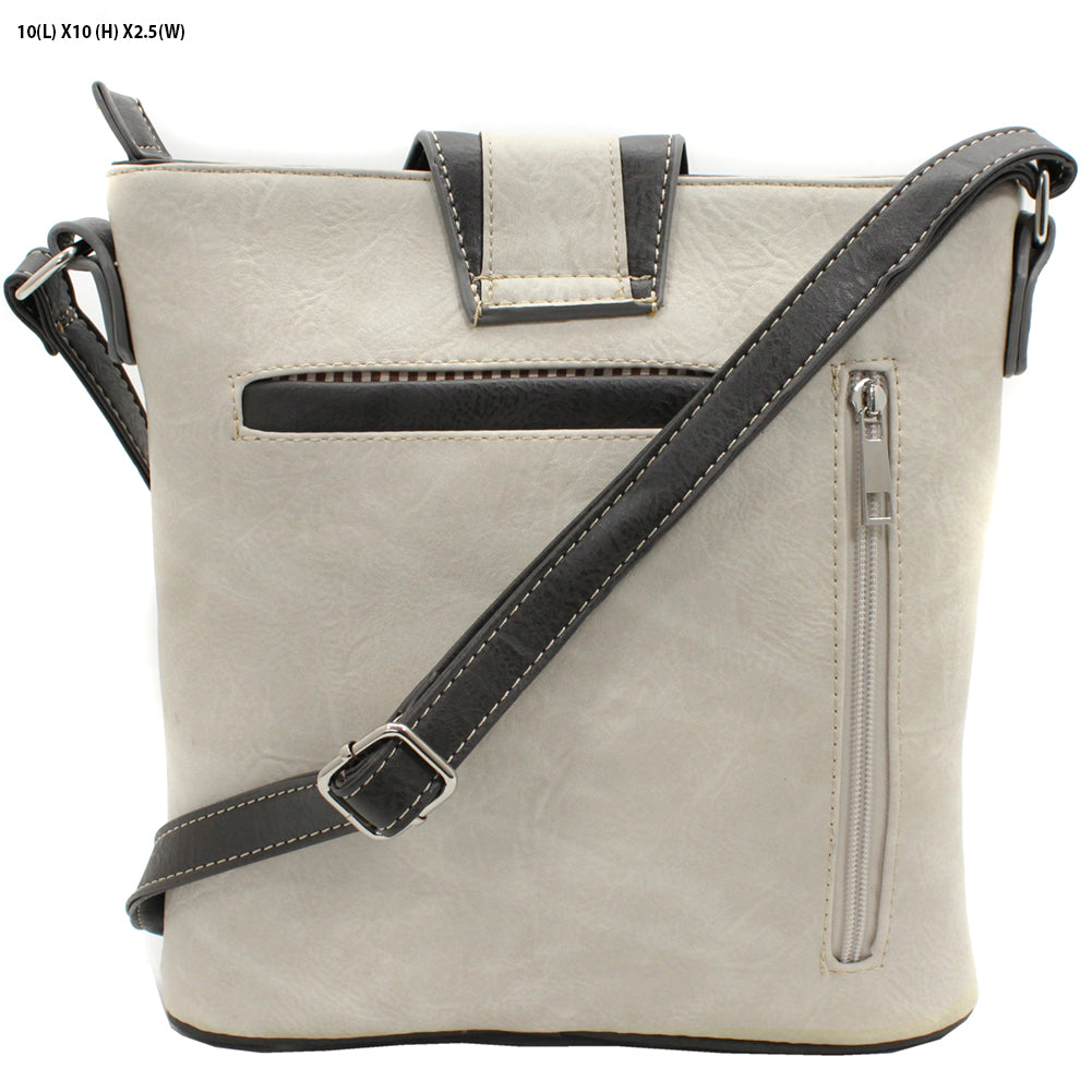 Western Style Concealed Carry Buckle Crossbody Bag- Bone