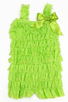 Girl's Solid Colored Lace Petti Rompers