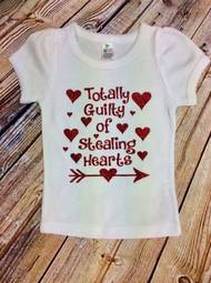 Totally Guilty of Stealing Hearts Girl's Valentine's Day Tee Shirt